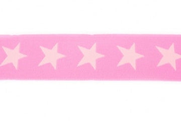 Gummiband mit Sternen, 4 cm, rosa, 0,5 m